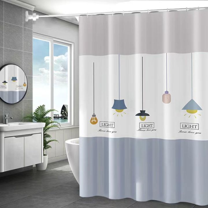 Shower Curtain for Bathroom with Hooks PEVA Fabric Machine Washable