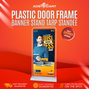 ADS Door Frame Type Banner Stand Tarpaulin Tarp Standee 80cmx180cm banner Plastic & Metal stand base