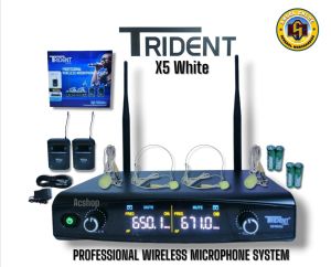 TRIDENT X5-WHITE Professional Lavalier Wireless Microphone System with Remote Control & PTT Function