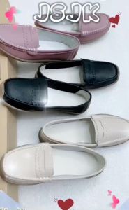 Elegant Leather Slip-On Loafers for Women - Comfortable Soft Sole Casual Flats #860