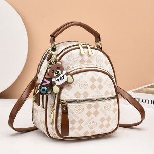 clu Retro Casual Backpack for Women High Quality Leather Fashion Printed Shoulder Crossbody Bag ulc