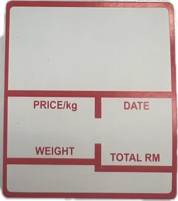 Thermal 40mm x 46mm Weighing Scale Label Barcode Label Sticker Timbang Label Sticker 600pcs per roll