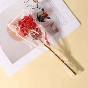 EASYEAH Colourful Gold Foil Rose Flower Glowing LED Lights Wedding Fake Flower Creative Photography Props Simulated Rose Bouquet Valentines Day