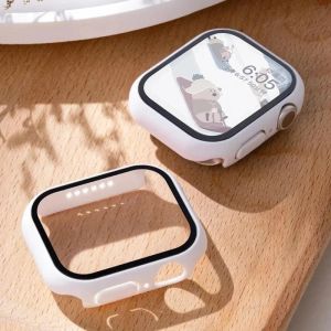 High Quality Hard PC+Tempered Glass Film Watch Case For Apple Watch Series 10 9 8 7 6 SE 5 4 3 2 1 38mm 40mm 41mm 42mm 44mm 45mm 46mm Anti-Fingerprints Smart Watch Screen Protector