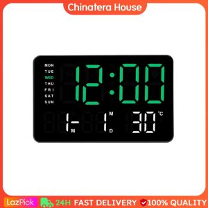 LED Digital Alarm Clock Bedside Alarm Clock Multifunctional Boarderless Wall-mounted Clock Desk Alarm Clock for Bedroom