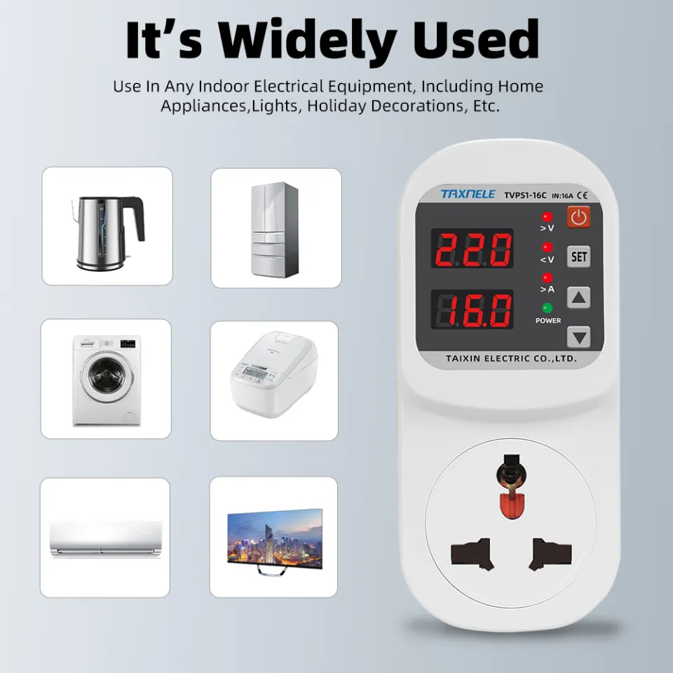 thumbnail image 2 of Automatic Voltage Protector Socket AC 110V/220V, 16A Surge Protector 2 of 14