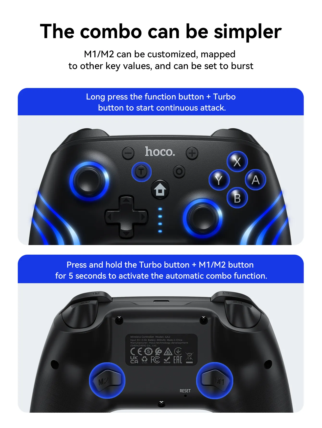 Hoco GA2 Unicorn Multi-function Wireless Game Controller description image 7