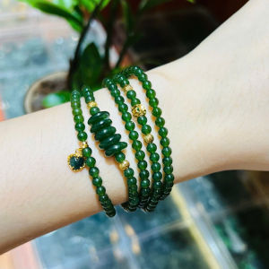 vòng tay nữ dáng ngọc bích tự nhiên mix đồng điếu ngọc bích vip và charm trái tim bọc vàng tây charm bi cầu kim tiền vàng tây vòng tay đá phong thủy trang sức thiết kế đủ hóa đơn thẻ bảo hành