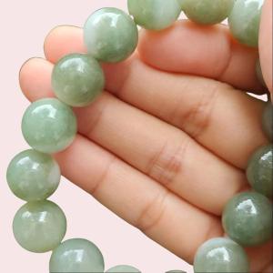 Natural Type A Jadeite Bead Bracelet – 16-Piece 13.88mm Beads QIC Certified Timeless Luxury (bracelet42)