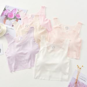 Sis & Angel Long Vest Innerwear Girl Singlet Teenager Kid Student Bra Double Layer Removable Pad Baju Dalam Budak - S010 - Lazada