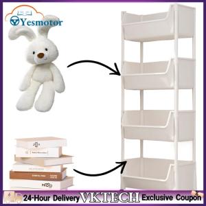 【Local Shipment】 Multi-Tier Snacks Trolley with Wheel Plastic Cart Organizer for Kitchen Bathroom Living Room Office