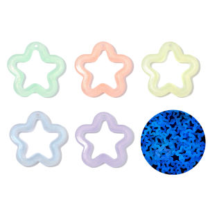 10pcs/Bag Glow In Dark Glitter Star Charm Beads Acrylic Pendant for Earring Bracelet Necklace DIY Jewelry Making Findings Accessories