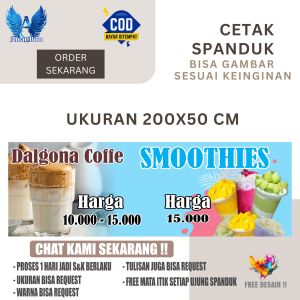 Cetak Spanduk Banner Dalgona Cofee & Smoothies Costom Desain