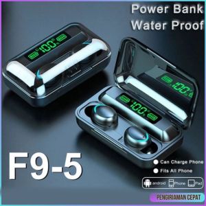 COD KUELER TWS headset bluetooth full bass F9-5 Tws Earphone True Wireless Bluetooth 5.3 Nirkabel Hifi Stereo Mic Touch Cotrol LED Dengan PowerBank with Dock 2000mAh - F9-5 / Microphone