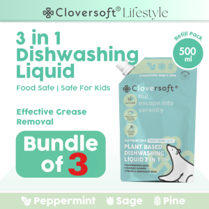 [Cloversoft Official] *REFILL PACK* Cloversoft 3 in 1 All Purpose Dishwashing Liquid [500ml]