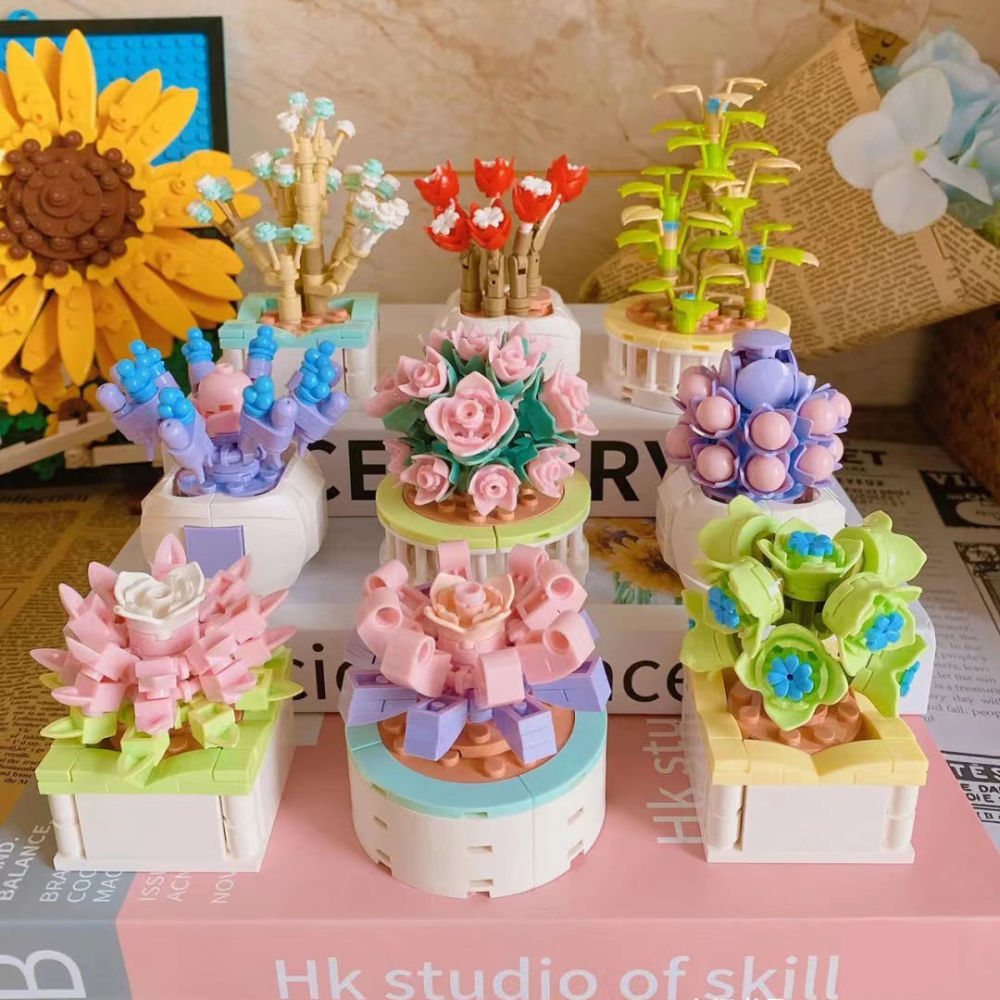 Kit de construction fleurs succulentes jouet plante en pot_voghion.com