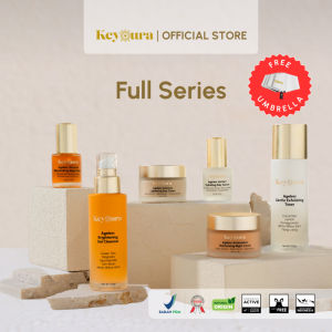 KEYOURA Ageless Series | [Full Series 6 Produk] Brightening Gel Cleanser Exfoliating Toner Hydrating & Rejuvenating Serum Lightening & Moisturizing Cream