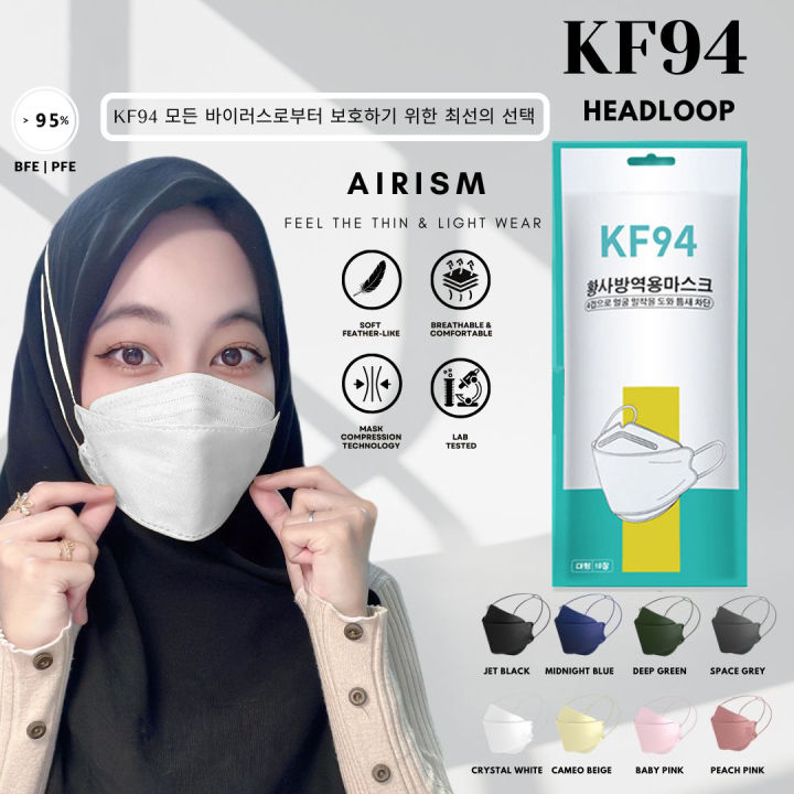 💥Free Shipping💥 20pcs Kf94 Mask Headloop monogram face mask Korea Hijab