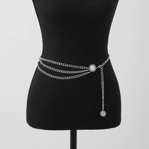 Fashion Women Belt Casual Waistband Narrow Adjustable Metal Chain Accessories