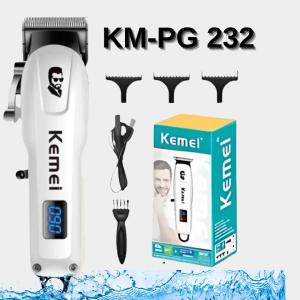 Kemei KM-PG232 Cordless Hair Clipper & Beard Trimmer for Men and Kids USB Rechargeable Grooming Kit with LED Display 4 Guide Combs & Professional-Grade Hair Cutting Tool