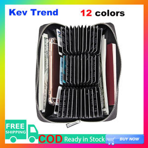 Kev Trend Large Card Holder Wallet Genuine Leather Big Card Case RFID Blocking Bag Travel Passport Wallet for Women and Men on Sale