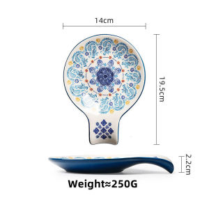 OMK Blue Talavera series Ceramic Dinner Plate Dessert Plate Oval Long Plate Deep Dish Salad Bowl