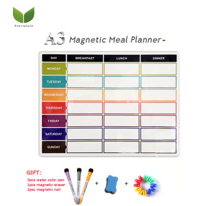 A3 Magnetic Magnetic Calendar For Fridge Weekly & Monthly Planner  Fridge Magnetic Sticker Daily Message Refrigerator Bulletin Whiteboard Provide 3 pcs Marker Pens and Eraser