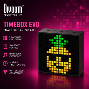 Divoom Timebox-Evo Pixel Art Bluetooth Speaker | 16×16 LED Smart Display | Alarm Clock | DJ Mixer | Bluetooth 5.0