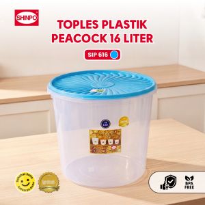 SHINPO Peacock Toples Plastik 16 Liter Penyimpanan Makanan Food Storage BPA Free SIP-616