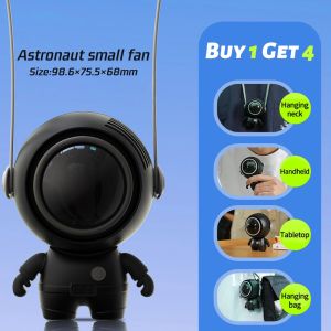【Local Delivery】Astronaut Mini Fan Bladeless Silent 360°Rotating Fan Portable USB Rechargeable Mute Fan for Hanging Neck/Handheld/Desktop/Pouch