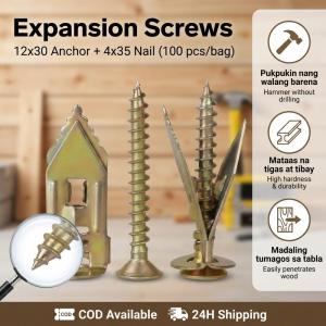 100Pcs Self Drilling Anchors Screws Self-Tapping Expansion Screw Drywall Anchor Kits Anchors Expansi