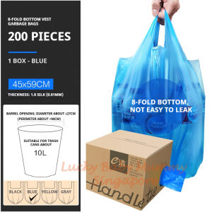 8-Fold Bottom Garbage Bag | Strong Vest Tie Trash Bag | Leak-Proof HDPE Waste Bag