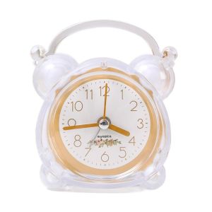 FOUNDTWO With Light Luminous Alarm Clock Cute Rural Silent Alarm Clock Portable Luminous Small Desk Clock