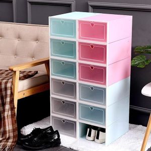 Hộp Đựng Giày Dép Nắp Nhựa Lắp Ghép Trong Suốt Size lớn 33x24x14cm