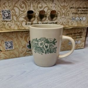 Kopitiam Hainan Coffee Cup Mug 12oz/350ml Set Traditional Ceramic White Coffee Cup Classic Cawan Kopi Tebal Tahan Panas Old Vintage Asoga 海南杯