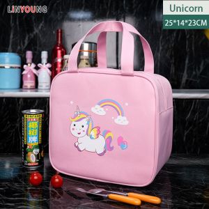 Linyoung New Portable Lunch Box Bag Cute Cartoon Printing Lunch Bag Outdoor Portable Aluminum Foil Thickened Insulation Bag Bento Bag