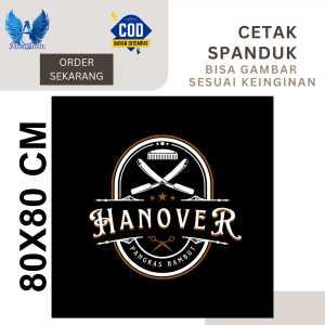 Cetak Spanduk Cetak Banner PANGKAS RAMBUT LOGO KEREN Ukuran 80x80 Costom Desain