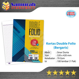 Kertas Double Folio Bergaris Sidu isi 100 Lembar / Folio Garis Sinar Dunia 100 Lbr / Rulling F4 100