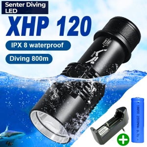 READY G-Gourd Senter Selam anti air tahan 20 jam LED Diving super terang + Charger dan Baterai 18650