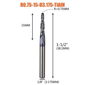 NEXTYOO 1Pcs 3.175mm 4mm Dao phay đầu rắn bằng cacbua Đã phủ lớp Carbide rắn Dao phay CNC Bền bỉ Thiết kế thon gọn Dao phay loại gỗ dùng cho gia công CNC gỗ và loại