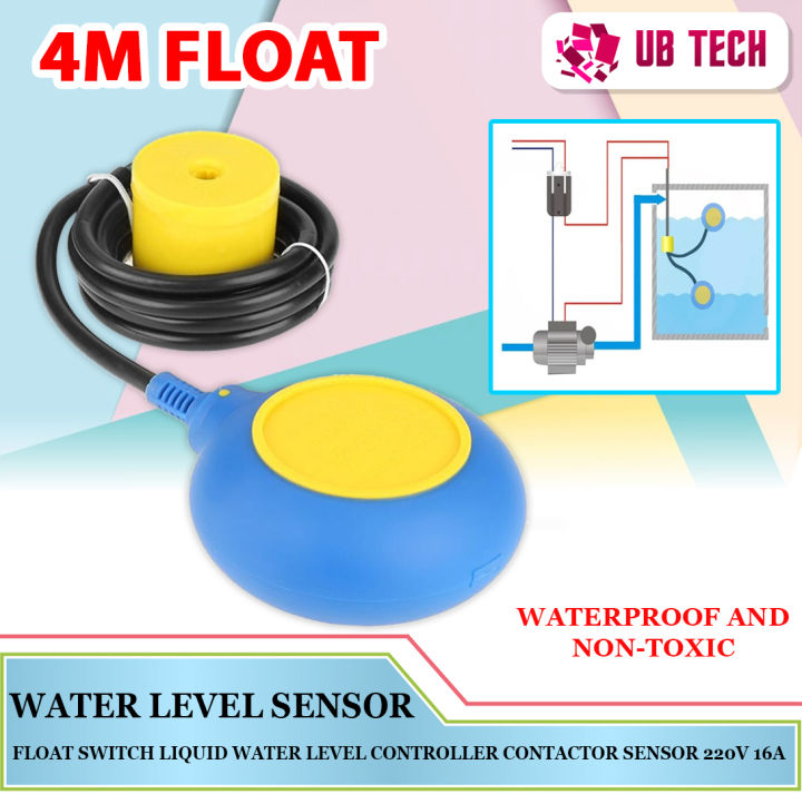 4M Float Switch Liquid Water Level Controller Contactor Sensor 220V 16A ...