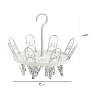 Zeekea Laundry Hanger Drying Rack Foldable Clip and Drip Hanger with 18 Pins and Wind-Proof Hook for Drying Towels