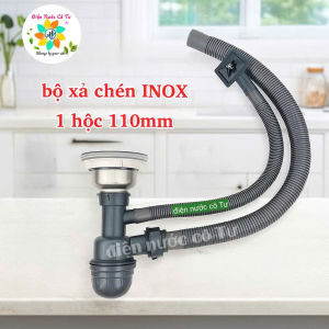 Bộ xả chậu chén đơn  - bộ xả chén 1 hộc và 2 hộc cho bồn rửa chén - Bộ xả chậu rửa chén đôi 2 hộc phi 110mm phi 140mm bộ xả chén INOX cho chậu đá chậu composite