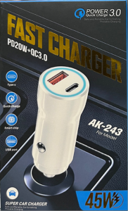 Bộ sạc xe hơi Bộ Sạc Di Động 45W USB-A Type C 5V/5A Sạc Nhanh PD+QC3.0 Bộ Sạc Di Động Hỗ Trợ Samsung SFC 45W Sạc Siêu Nhanh
