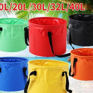 30L Reusable Storage Bucket Collapsible Bucket with Handle Camping Water Container Fishing Picnic