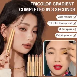 Creat 3D Look[A Touch of Three Colors] Golden Diamond Three-Color Eyeshadow Stick/Wipe Molding Full Color Multipurpose Waterproof Natural Long-Lasting Makeup Eyeshadow/金钻三色眼影棒