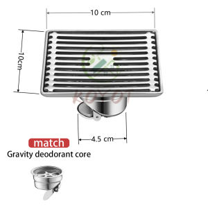 KOYOT 304 Stainless Steel Rectangular 4-24 Inches Floor Drain Strainer Drainer Thickening Anti Odor Deodorant Insect Prevention Anti Blocking Floor Drain