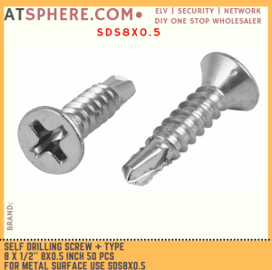 Self Drilling Screw + Type 8 x 0.5 Inch 8x0.5 8 X 1/2’’ 50 PCS for Metal Surface Electrical and Construction SDS8X0.5