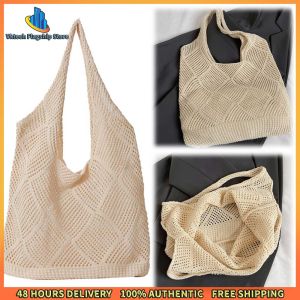 Vktech Womens Mesh Crochet Bag Solid Color Cross Body Shoulder Bag for Everyday and Holiday Wear