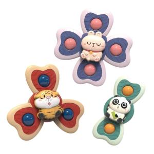 3PCS Cartoon Spinner Suction Cup Toy for Fun Rotating Spinners Set for Baby Highchair Safe Teether Bathtime Activity Toy